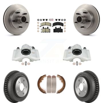 Front Rear Brake Caliper Rotors Drum Semi-Metallic Pads Kit (8Pc) For Dodge Ram 1500 RWD KC8-101399N