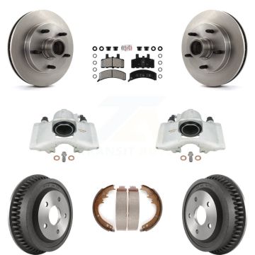 Front Rear Brake Caliper Rotors Drum Semi-Metallic Pads Kit (8Pc) For Dodge Ram 1500 RWD KC8-101400N