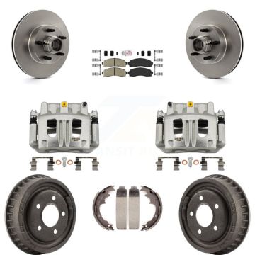 Front Rear Brake Caliper Rotors Drum Ceramic Pad Kit (8Pc) For 2006-2009 Ford Ranger RWD KC8-101402N