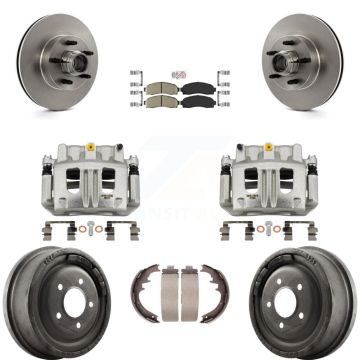 Front Rear Brake Caliper Rotors Drum Ceramic Pad Kit (8Pc) For 2006-2009 Ford Ranger RWD KC8-101403N