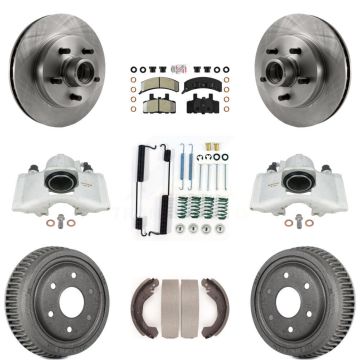 Front Rear Disc Brake Caliper Rotor Drum Semi-Metallic Pad Shoe & Hardware Kit (9Pc) For KC8-101405N