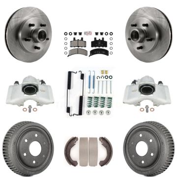 Front Rear Disc Brake Caliper Rotor Drum Semi-Metallic Pad Shoe & Hardware Kit (9Pc) For KC8-101406N