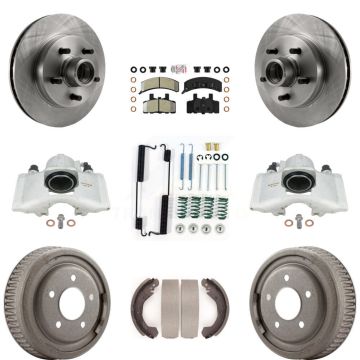Front Rear Disc Brake Caliper Rotor Drum Semi-Metallic Pad Shoe & Hardware Kit (9Pc) For KC8-101407N