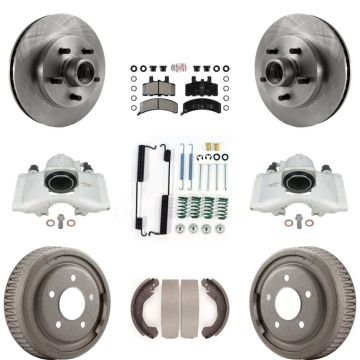 Front Rear Disc Brake Caliper Rotor Drum Semi-Metallic Pad Shoe & Hardware Kit (9Pc) For KC8-101408N