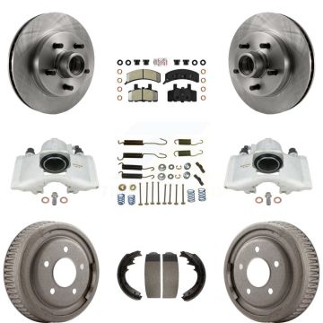 Front Rear Disc Brake Caliper Rotor Drum Semi-Metallic Pad Shoe & Hardware Kit (9Pc) For KC8-101409N