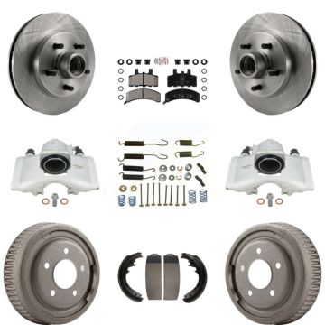 Front Rear Disc Brake Caliper Rotor Drum Semi-Metallic Pad Shoe & Hardware Kit (9Pc) For KC8-101410N