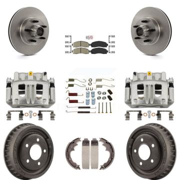 Front Rear Brake Caliper Rotors Drum Ceramic Pad Shoe Hardware Kit (9Pc) For Ford Ranger KC8-101413N