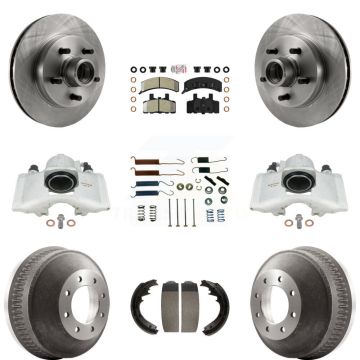 Front Rear Brake Caliper Rotors Drum Semi-Metallic Pad Shoe Hardware Kit (9Pc) For C1500 KC8-101415N