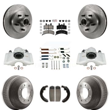 Front Rear Brake Caliper Rotors Drum Semi-Metallic Pad Shoe Hardware Kit (9Pc) For C1500 KC8-101416N