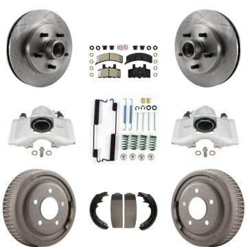 Front Rear Disc Brake Caliper Rotor Drum Semi-Metallic Pad Shoe & Hardware Kit (9Pc) For KC8-101417N