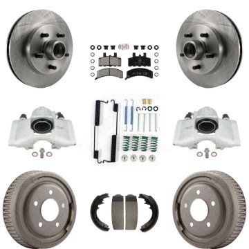 Front Rear Disc Brake Caliper Rotor Drum Semi-Metallic Pad Shoe & Hardware Kit (9Pc) For KC8-101418N