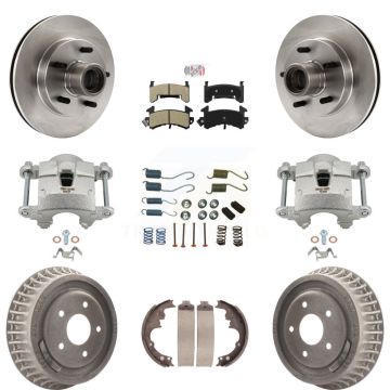 Front Rear Brake Caliper Rotors Drum Semi-Metallic Pad Shoe & Hardware Kit (9Pc) For S10 KC8-101419N