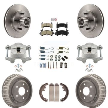 Front Rear Brake Caliper Rotors Drum Semi-Metallic Pad Shoe & Hardware Kit (9Pc) For S10 KC8-101420N