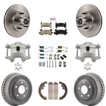 Front Rear Brake Caliper Rotor Drum Semi-Metallic Pad Shoe Hardware Kit (9Pc) For Camaro KC8-101421N