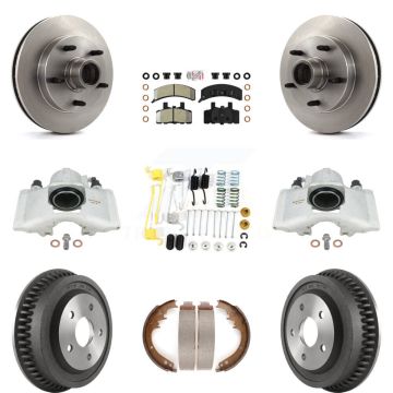 Front Rear Disc Brake Caliper Rotor Drum Semi-Metallic Pad Shoe & Hardware Kit (9Pc) For KC8-101423N