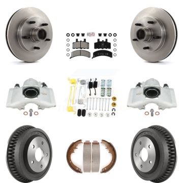 Front Rear Disc Brake Caliper Rotor Drum Semi-Metallic Pad Shoe & Hardware Kit (9Pc) For KC8-101424N