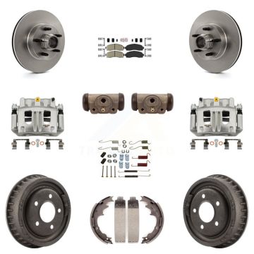 Front Rear Brake Caliper Rotors Drum Ceramic Pad Shoe Cylinder & Hardware Kit (11Pc) For KC8-101426N