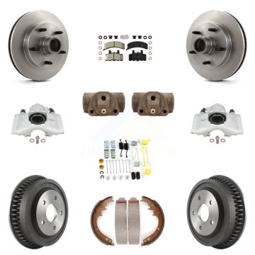 Front Rear Disc Brake Caliper Rotors Drum Semi-Metallic Pad Shoe Cylinder Kit (11Pc) For KC8-101429N