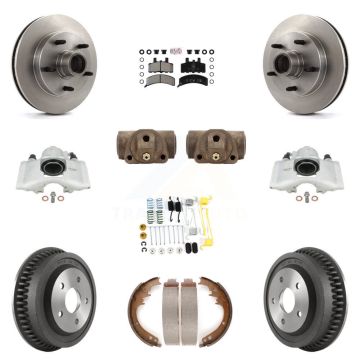 Front Rear Disc Brake Caliper Rotors Drum Semi-Metallic Pad Shoe Cylinder Kit (11Pc) For KC8-101430N