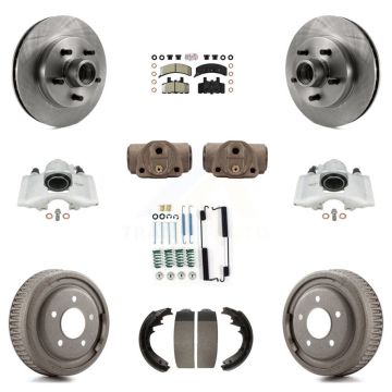 Front Rear Disc Brake Caliper Rotors Drum Semi-Metallic Pad Shoe Cylinder Kit (11Pc) For KC8-101431N