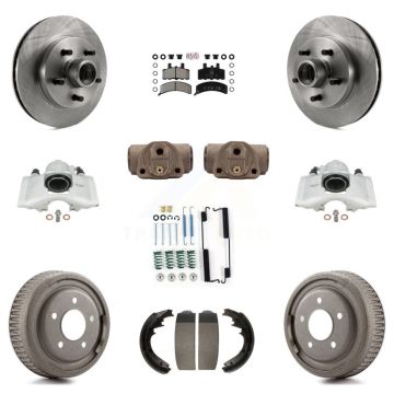 Front Rear Disc Brake Caliper Rotors Drum Semi-Metallic Pad Shoe Cylinder Kit (11Pc) For KC8-101432N