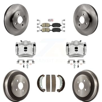 Front Rear Disc Brake Caliper Rotors Drum Ceramic Pad Kit (8Pc) For Saturn Ion Chevrolet KC8-101433N