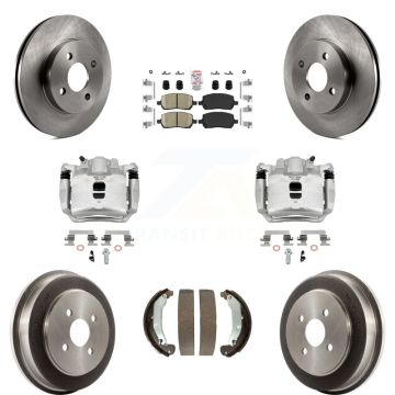Front Rear Disc Brake Caliper Rotors Drum Ceramic Pad Kit (8Pc) For Saturn Ion Chevrolet KC8-101434N