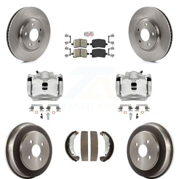 Front Rear Brake Caliper Rotors Drum Ceramic Pad Kit (8Pc) For 2006 Pontiac Pursuit 2.2L KC8-101435N