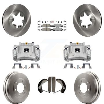 Front Rear Brake Caliper Rotors Drums Ceramic Pads Kit (8Pc) For Chevrolet Colorado GMC KC8-101452N