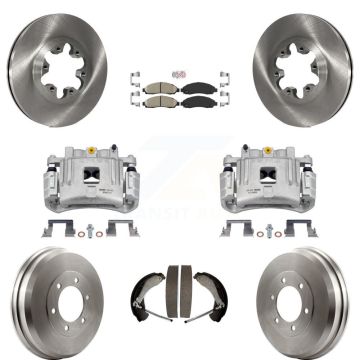 Front Rear Brake Caliper Rotors Drums Ceramic Pads Kit (8Pc) For Chevrolet Colorado GMC KC8-101453N