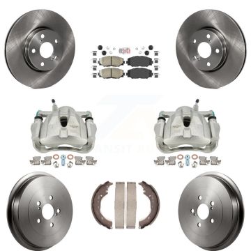 Front Rear Disc Brake Caliper Rotors Drums Ceramic Pads Kit (8Pc) For Toyota Corolla KC8-101454N