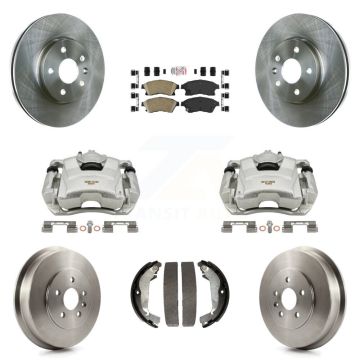 Front Rear Brake Caliper Rotors Drums Ceramic Pads Kit (8Pc) For Chevrolet Cruze Limited KC8-101463N