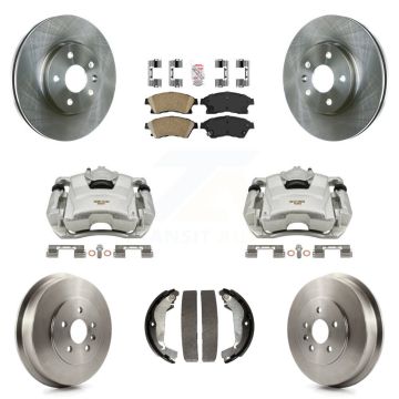 Front Rear Brake Caliper Rotors Drums Ceramic Pads Kit (8Pc) For Chevrolet Cruze Limited KC8-101464N
