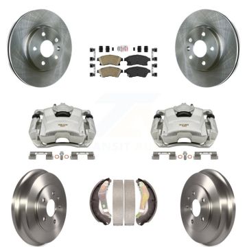 Front Rear Disc Brake Caliper Rotors Drums Ceramic Pads Kit (8Pc) For Chevrolet Sonic KC8-101465N