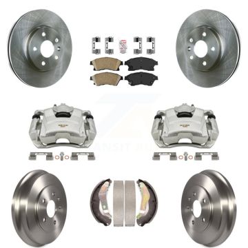 Front Rear Disc Brake Caliper Rotors Drums Ceramic Pads Kit (8Pc) For Chevrolet Sonic KC8-101466N