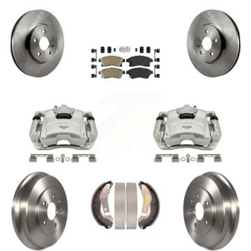 Front Rear Brake Caliper Rotors Drum Ceramic Pads Kit (8Pc) For 13-14 Chevrolet Sonic RS KC8-101467N
