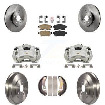 Front Rear Brake Caliper Rotors Drum Ceramic Pads Kit (8Pc) For 13-14 Chevrolet Sonic RS KC8-101468N