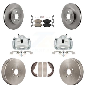 Front Rear Brake Caliper Rotors Drums Ceramic Pads Kit (8Pc) For 2004-2010 Toyota Sienna KC8-101469N