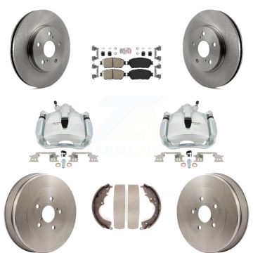 Front Rear Brake Caliper Rotors Drums Ceramic Pads Kit (8Pc) For 2004-2010 Toyota Sienna KC8-101470N