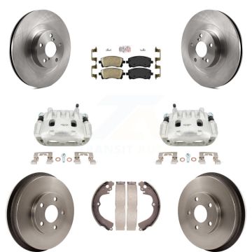 Front Rear Brake Caliper Rotor Drum Ceramic Pad Kit (8Pc) For 03 Subaru Impreza To 06 02 KC8-101479N