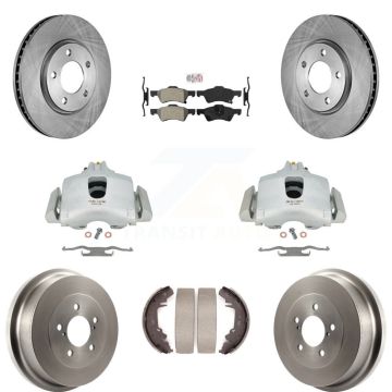 Front Rear Brake Caliper Rotors Drum Semi-Metallic Pad Kit (8Pc) For Dodge Caravan Grand KC8-101491N