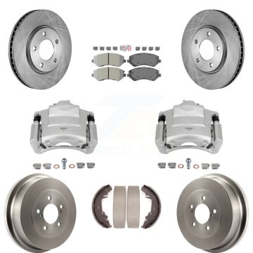 Front Rear Brake Caliper Rotors Drum Semi-Metallic Pad Kit (8Pc) For Dodge Grand Caravan KC8-101495N