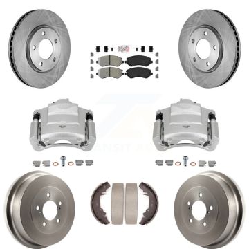 Front Rear Brake Caliper Rotors Drum Semi-Metallic Pad Kit (8Pc) For Dodge Grand Caravan KC8-101496N