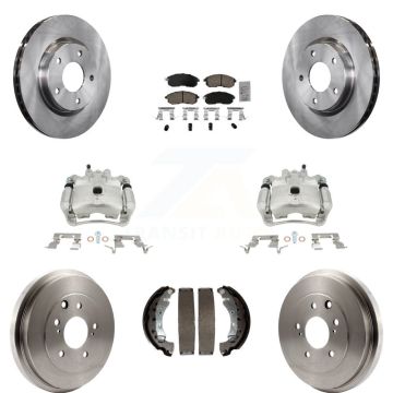 Front Rear Disc Brake Caliper Rotors Drums Ceramic Pads Kit (8Pc) For Nissan Sentra KC8-101501N