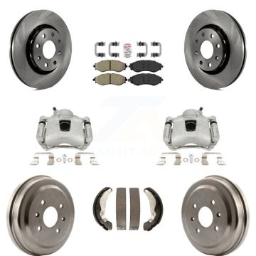 Front Rear Brake Caliper Rotor Drum Semi-Metallic Pad Kit (8Pc) For Chevrolet Aveo Aveo5 KC8-101506N