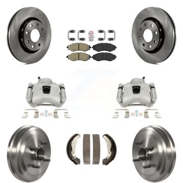 Front Rear Brake Caliper Rotor Drum Semi-Metallic Pad Kit (8Pc) For Chevrolet Aveo Aveo5 KC8-101507N