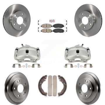 Front Rear Disc Brake Caliper Rotors Drums Ceramic Pads Kit (8Pc) For Honda Civic KC8-101512N