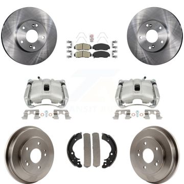 Front Rear Brake Caliper Rotors Drum Ceramic Pads Kit (8Pc) For Honda Civic GX with 1.8L KC8-101514N