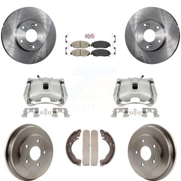 Front Rear Brake Caliper Rotors Drum Ceramic Pads Kit (8Pc) For Honda Civic GX with 1.8L KC8-101517N