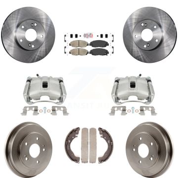 Front Rear Brake Caliper Rotors Drum Ceramic Pads Kit (8Pc) For Honda Civic GX with 1.8L KC8-101518N